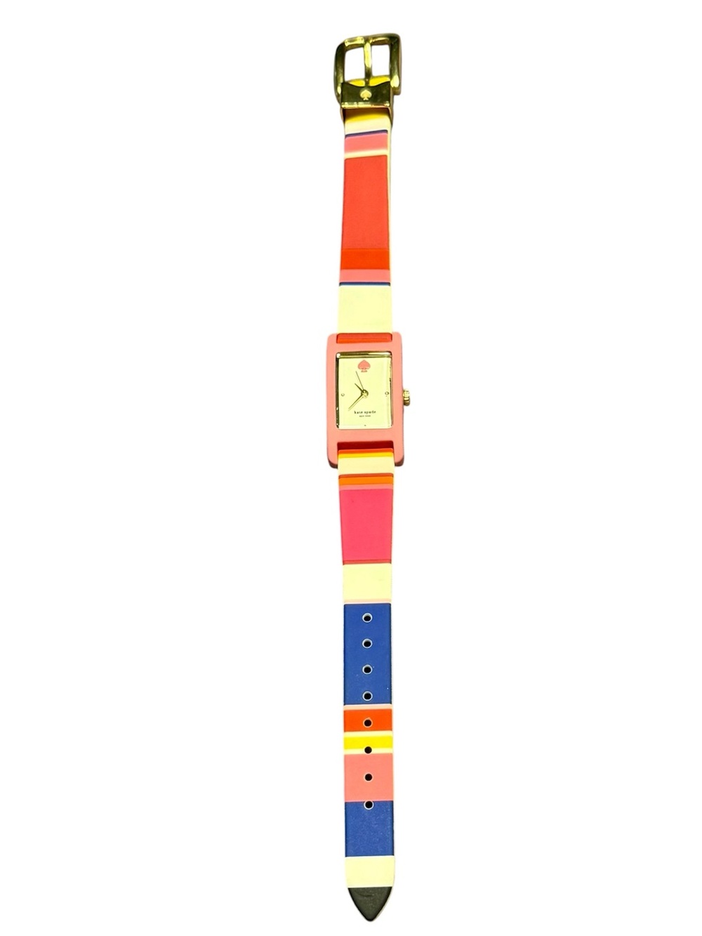 Kate Spade New York Duffy Square Silicone Striped Multi-Color Watch